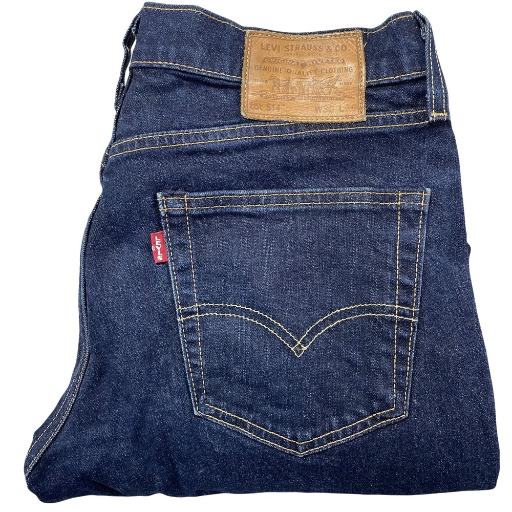 Levis 514 Premium Jeans Mens 30x30 Blue Dark Wash Regular Fit Denim Pants